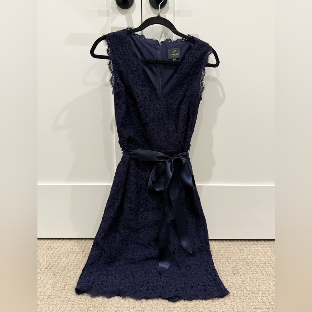 Elegant Adrianna Papell Navy Lace Dress
